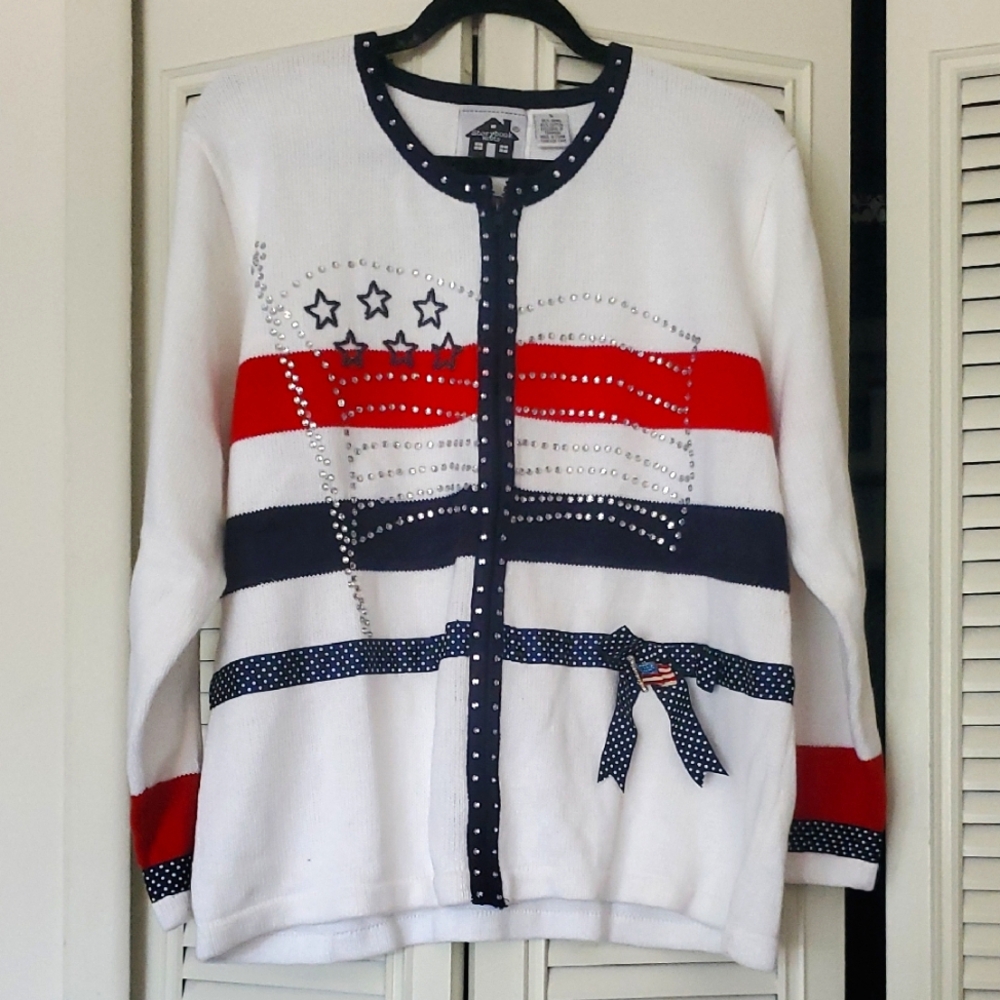 Like New! Storybook Knits American Celebration Zip Sweater